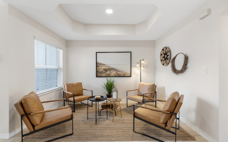 Beautiful open living room space in unit at The Isles