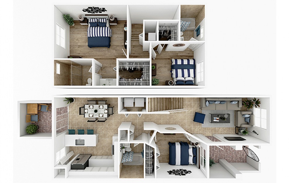 C1 3 Bed 3 Bath Apartment Floorplan at The Isles 