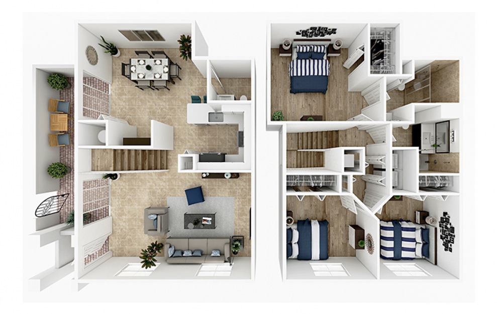 C3 3 Bed 2.5 Bath Apartment Floorplan at The Isles 